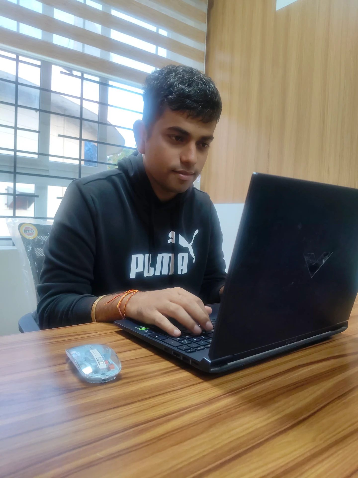 Student working on a laptop