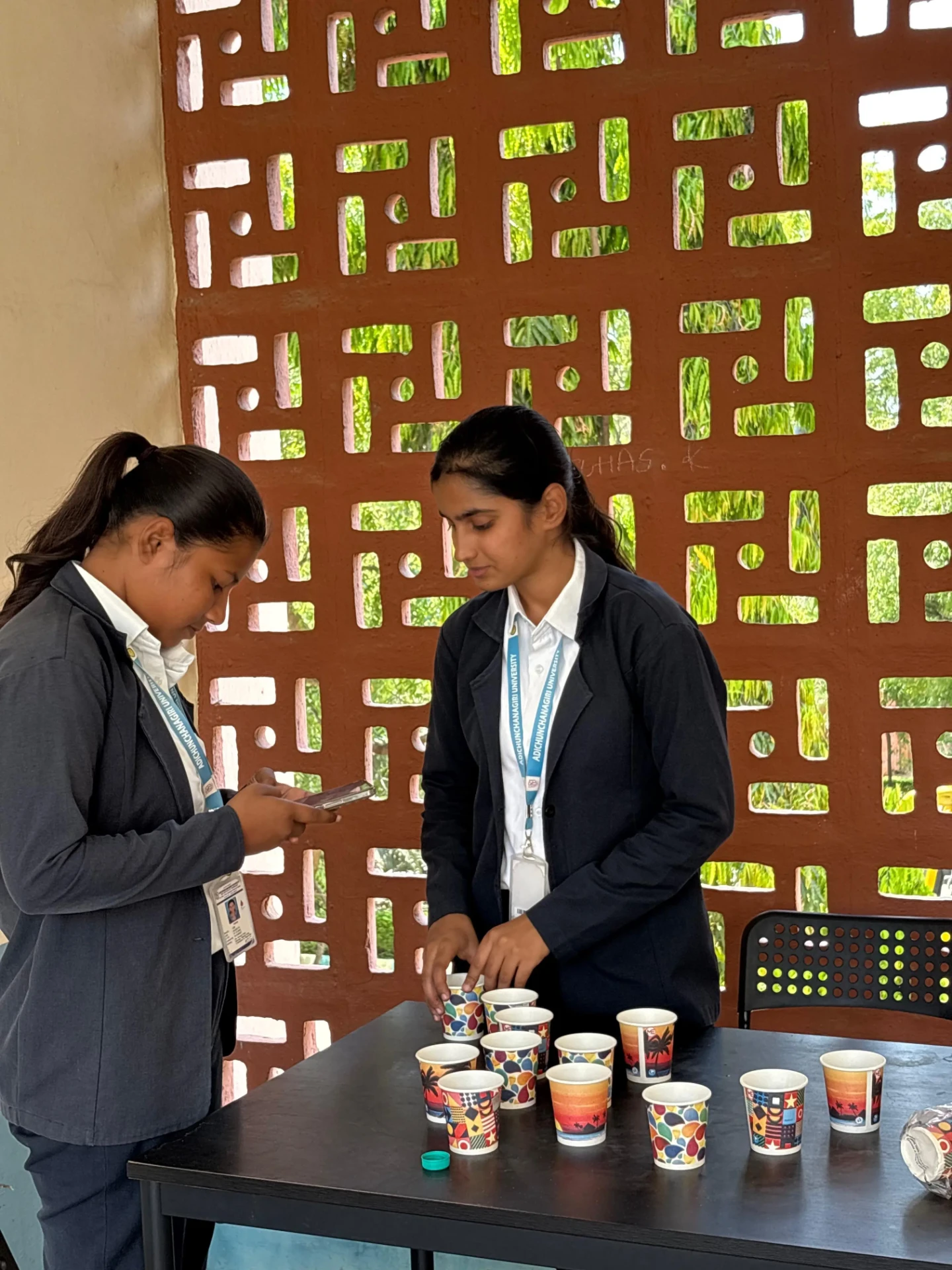 Students selling beverages on campus