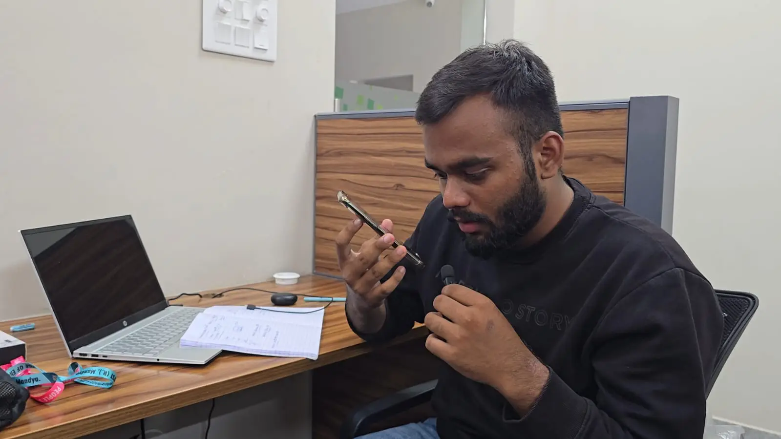 Student pitching to a customer over the phone