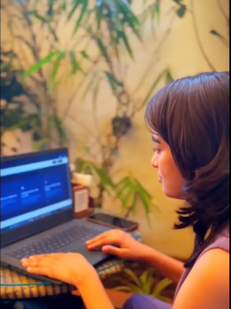 Student freelancing from home